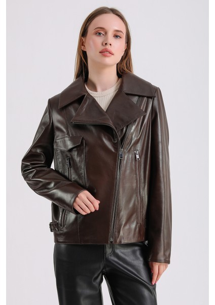 Billie Kadın Deri Biker Ceket