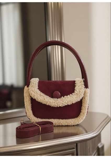 Nubuk Bordo Askılı Baget Çanta