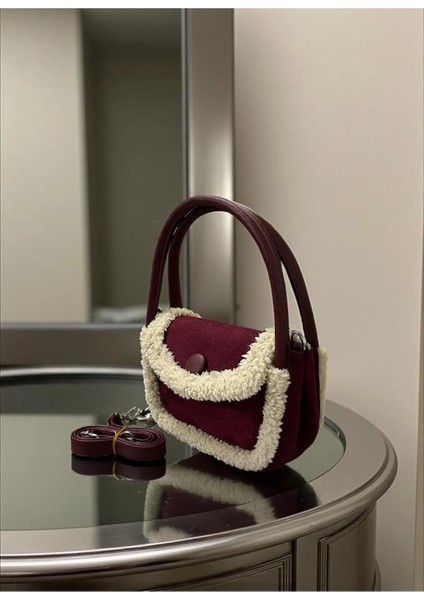 Nubuk Bordo Askılı Baget Çanta modelleri