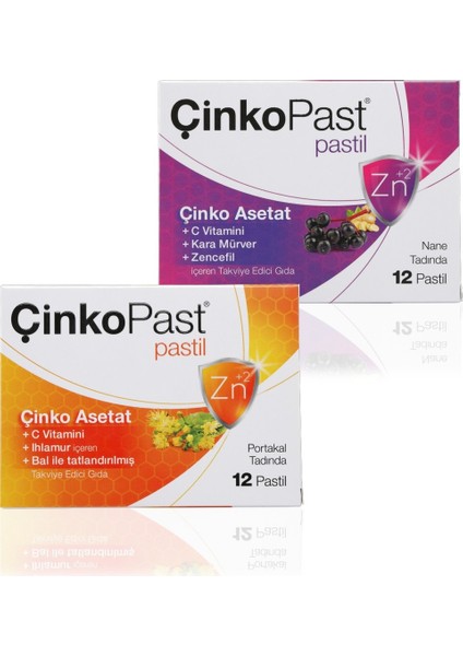 Ihlamur & Bal ve Zencefil & Karamürver Iyonize Çinko Asetat Pastil 4'lü Set 48 Adet