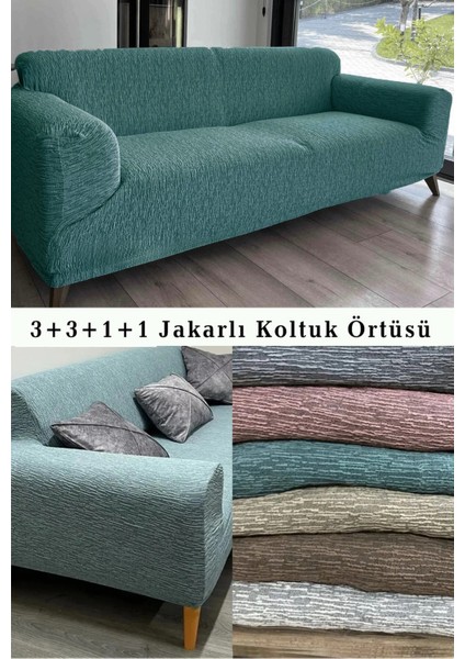 Koltuk Örtüsü 3+3+1+1 Takımı Lastikli Esnek Yıkanabilir Çekyat Kanepe Kılıfı