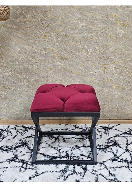 Siyah Boyalı 45 cm x 45 cm Çaprazlı Puf Bench Oturak Bordo Renk 45 x 45 Boyut/ebat fiyatları