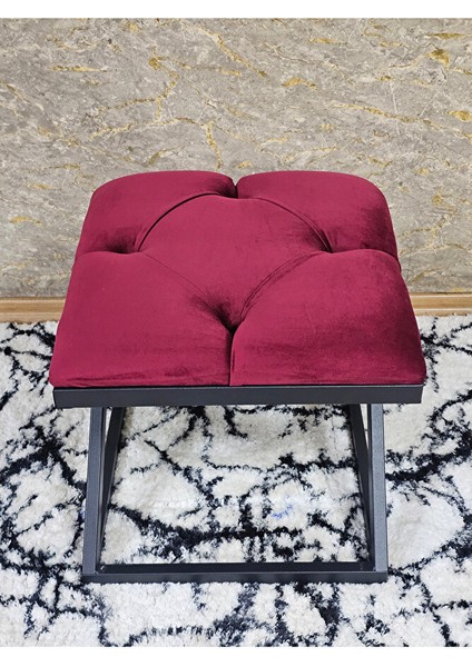 Siyah Boyalı 45 cm x 45 cm Çaprazlı Puf Bench Oturak Bordo Renk 45 x 45 Boyut/ebat fırsatları