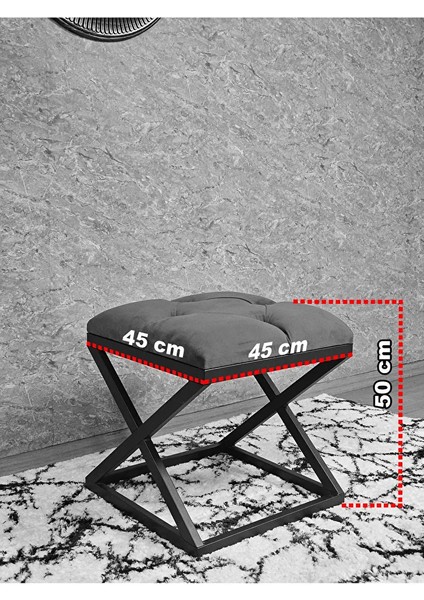 Siyah Boyalı 45 cm x 45 cm Çaprazlı Puf Bench Oturak Bordo Renk 45 x 45 Boyut/ebat indirimleri