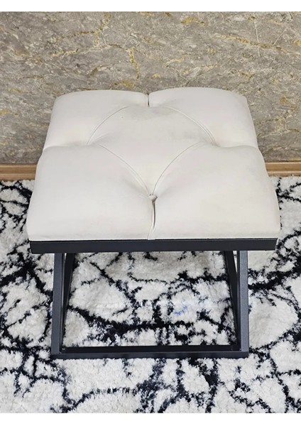 Siyah Boyalı 45 cm x 45 cm Çaprazlı Puf Bench Oturak Krem Renk 45 x 45 Boyut/ebat fırsatları