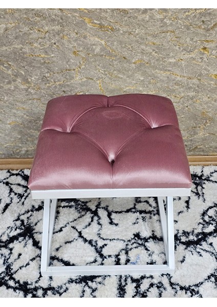 Beyaz Boyalı 45 cm x 45 cm Çaprazlı Puf Bench Oturak Pembe Renk 45 x 45 Boyut/ebat fırsatları