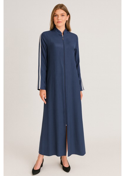 502 Kolları Şerit Detaylı Önü Fermuarlı Hakim Yaka Ferace