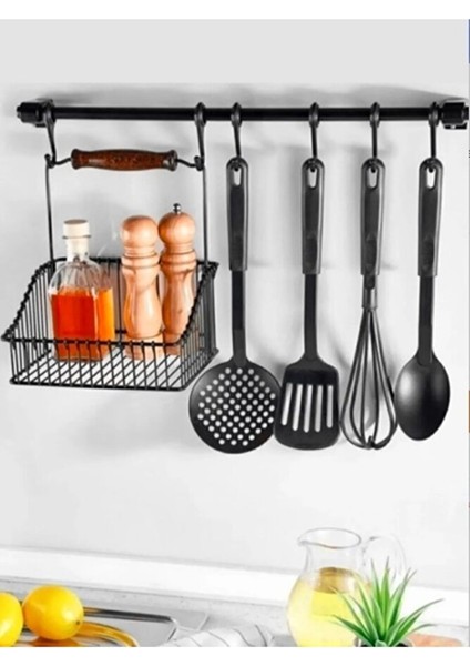 Ems Retro Siyah Mutfak Seti Askılı ve Sepetli modelleri