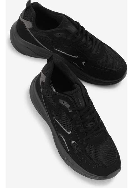 Erkek Siyah Faylon Taban Nefes Alabilen Kumaş Reflektörlü Dalgalı Desenli Spor Ayakkabı modelleri