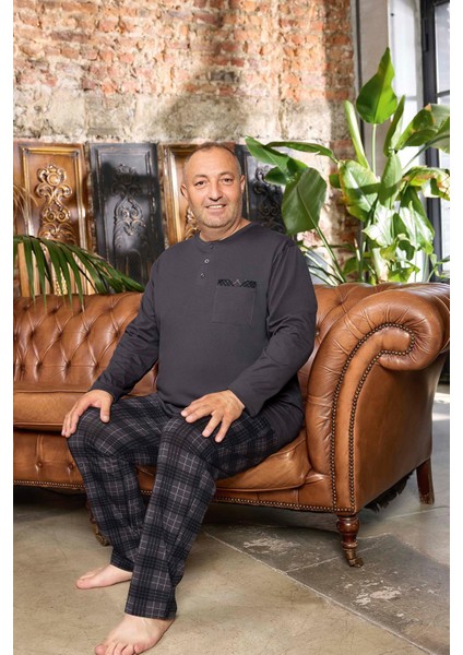 Erkek Dinç Büyük Beden Koton Füme Pijama Takımı 0503 fiyatları