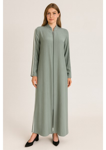 502 Kolları Şerit Detaylı Önü Fermuarlı Hakim Yaka Ferace