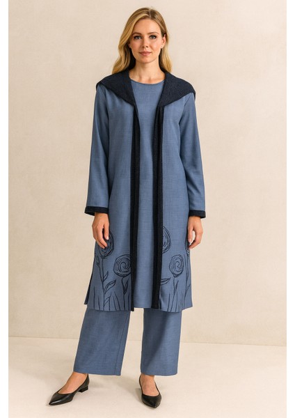 42859 Içi Sıfır Kol Kapişonlu File Detaylı Alt Kısmı Baskılı Iç Dış Üçlü Takım #02-25# fiyatları