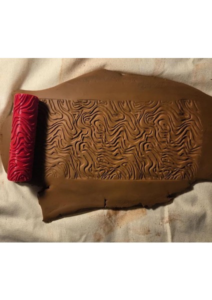 10 cm Seramik & Polimer Kil Desen Oklavası Doku Silindiri Merdanesi