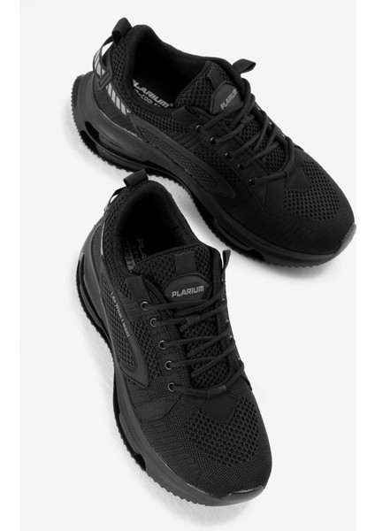 Erkek Siyah Hava Yastıklı Kalın Taban Triko Spor Ayakkabı modelleri