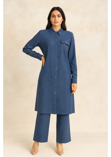 990 Sıfır Yaka Önden Düğmeli Cep Detaylı Klasik Takım #04-25#