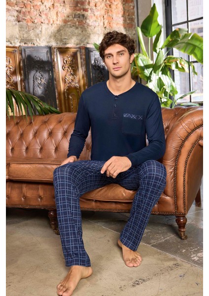 Erkek Aras Kışlık Termal Rahat Lacivert Pijama Takımı 0540 fiyatları