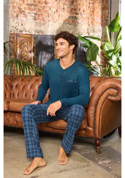 Erkek Aras Kışlık Termal Rahat Petrol Pijama Takımı 0537 fiyatları