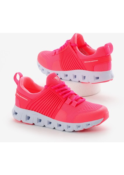 Unisex Fuşya Tasarım Termo Taban Şeritli Nefes Alabilen Kumaş Bağcıklı Spor Ayakkabı