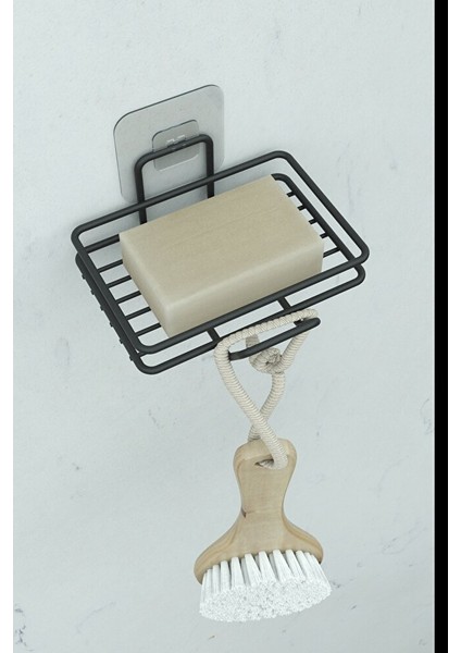 Yapışkanlı 2 Li Set Sabunluk Banyo Mutfak Lavabo Metal Katı Sabunluk Siyah fırsatları