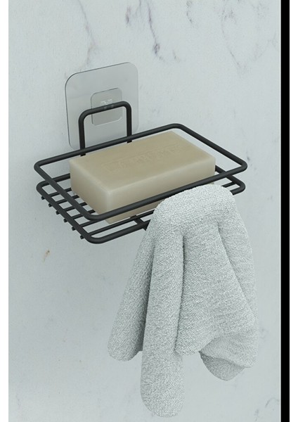 Yapışkanlı 2 Li Set Sabunluk Banyo Mutfak Lavabo Metal Katı Sabunluk Siyah indirimleri