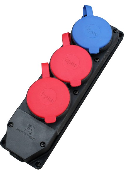 2 Trifaze 3X25A - 1 Monofaze 1X16A Kauçuk Üçlü Grup Priz BY10-309