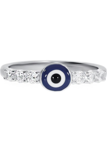 Kadın Nazar Boncuğu Model Taşlı Gümüş Yüzük