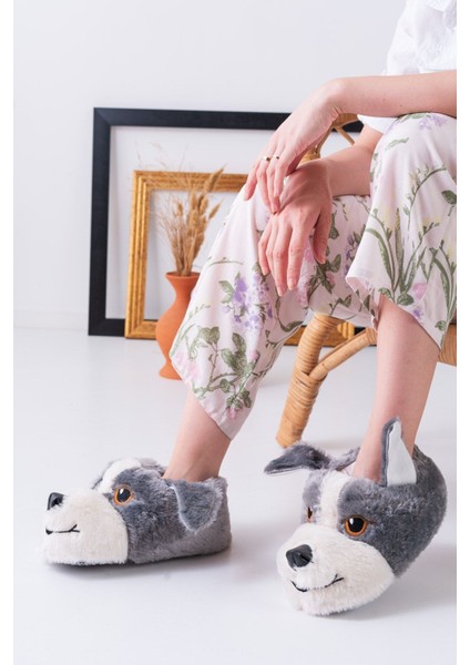 Köpek Figürlü Pudra Peluş Panduf Ev Pandufu fiyatları