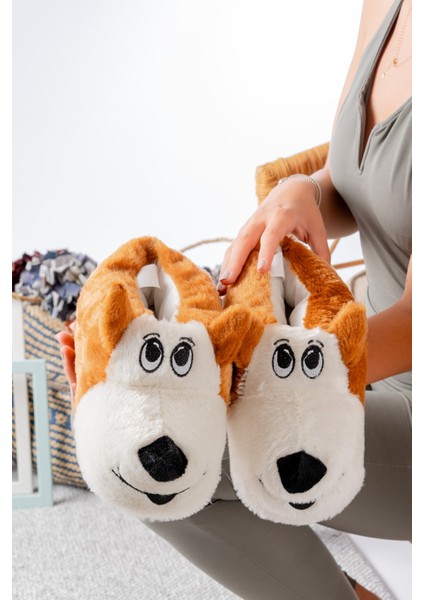 Köpek Figürlü Pudra Peluş Panduf Ev Pandufu modelleri