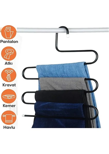 5 Katlı Metal Pantolon Askısı Elbise Askısı Giysi Eşarp Fular Havlu Kravat Dolap Düzenleyici