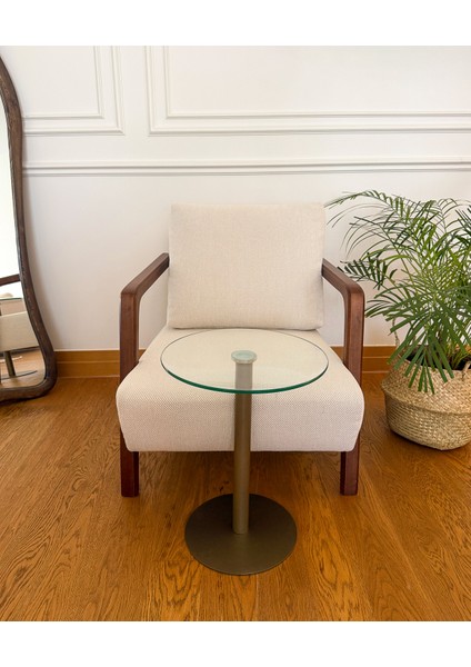 Modern 40 cm Zigon Yan Sehpa 8 mm Temper Cam