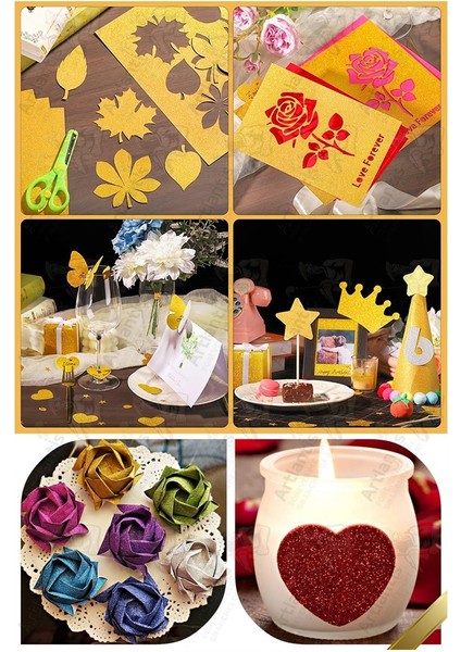 Kırmızı Simli Karton A4 20X30 cm 10 Lu 1 Paket Simli Fon Kartonu Parıltılı Kağıt Anasınıfı Kreş Etkinlik Proje modelleri