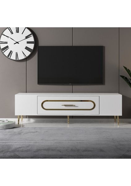 DEKOP3DD Tv Sehpası Beyaz-Altın