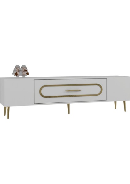 DEKOP3DD Tv Sehpası Beyaz-Altın modelleri