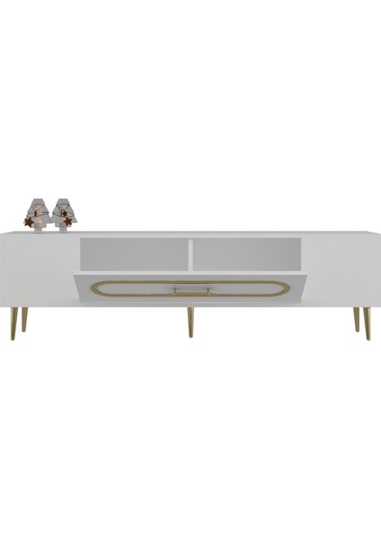 DEKOP3DD Tv Sehpası Beyaz-Altın fırsatları