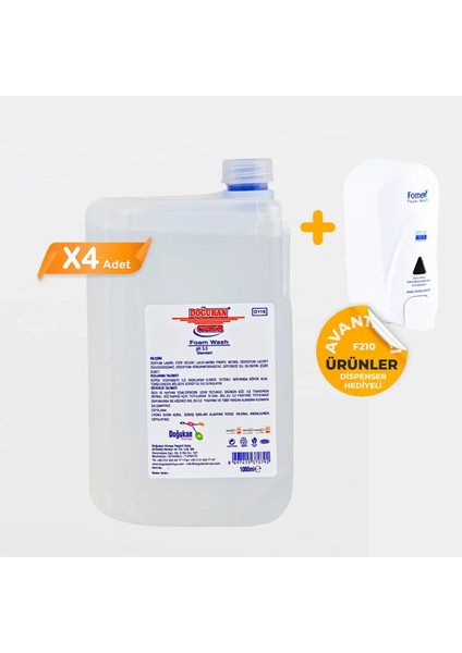 Cyber D116 Köpük Sabun 1000 ml + 1 Adet Dispenser 4 Adet Köpük