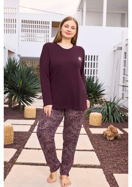 Kadın Inci Büyük Beden Vişneçürüğü Pijama Takımı 0497