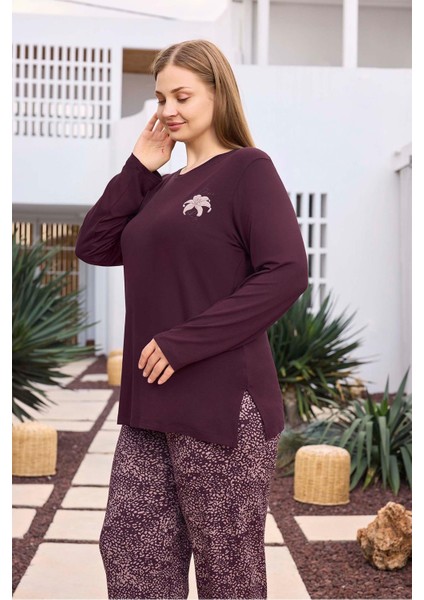 Kadın Inci Büyük Beden Vişneçürüğü Pijama Takımı 0497 fiyatları