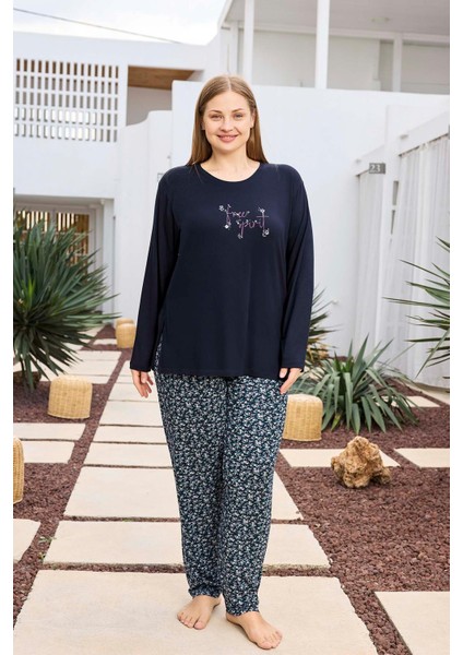 Kadın Inci Büyük Beden Lacivert Pijama Takımı 0495 fiyatları
