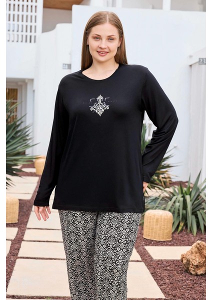 Kadın Inci Büyük Beden She Is Me Siyah Pijama Takımı 0492 fiyatları