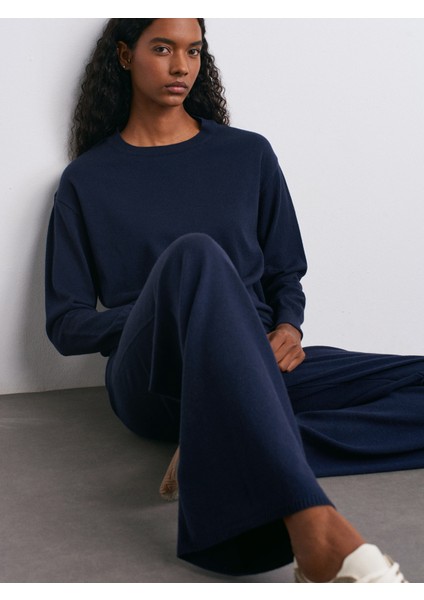 70163 Beli Lastikli Yünlü Triko Pantolon-Laci Mel. modelleri