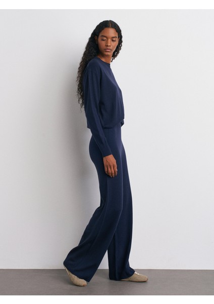 70163 Beli Lastikli Yünlü Triko Pantolon-Laci Mel. indirimleri