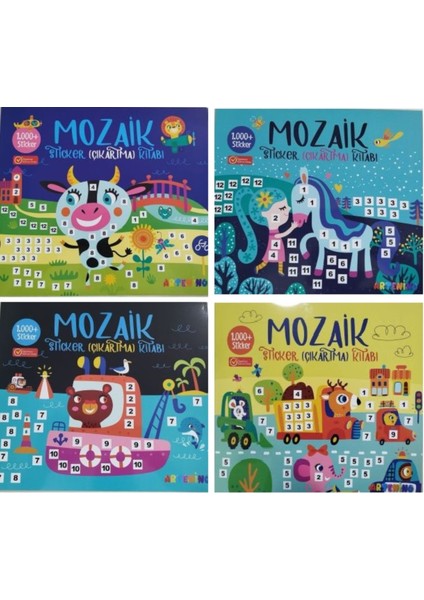 Mozaik Sticker Çıkartma Kitabı - 4'lü Set
