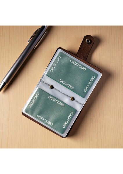 Kredi Kartlık Hakiki Deri Içi Şeffaf 10-20 Bölmeli Hediyelik Kartlık Küçük Kartvizitlik ( 9 x 7 cm ) Kahverengi fiyatları