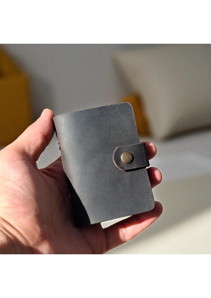 Kredi Kartlık Hakiki Deri Içi Şeffaf 10-20 Bölmeli Hediyelik Kartlık Küçük Kartvizitlik ( 9 x 7 cm ) Kahverengi