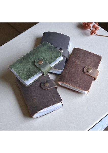 Kredi Kartlık Hakiki Deri Içi Şeffaf 10-20 Bölmeli Hediyelik Kartlık Küçük Kartvizitlik ( 9 x 7 cm ) Kahverengi