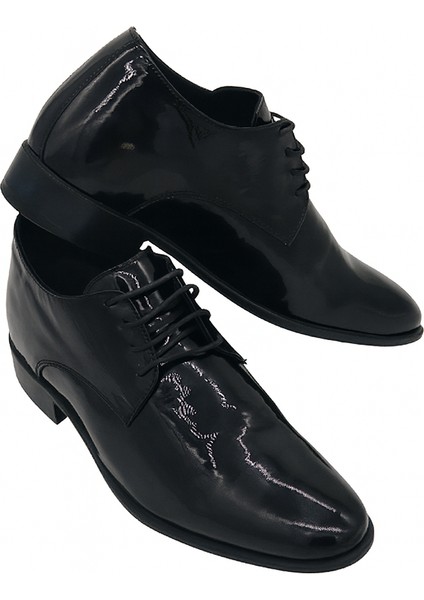 Alfa %100 Deri Siyah Damatlık Erkek Ayakkabı 7 cm Gizli Topuklu Boy Uzatan (El Yapımı) modelleri