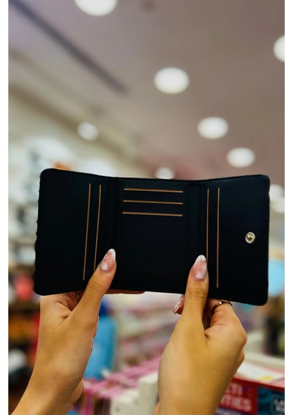 Sevimli Kedi Serisi Üç Katlı Kadın Cüzdanı (Siyah) fiyatları