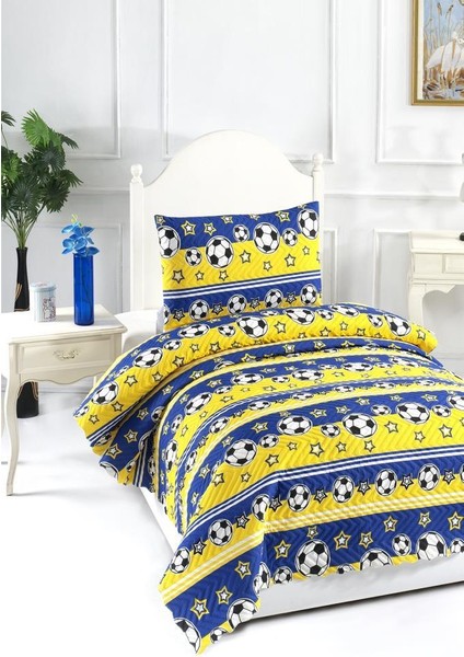 Ultrasonik Kapitoneli Şampiyon Tek Kişilik Yatak Örtüsü Sarı Lacivert