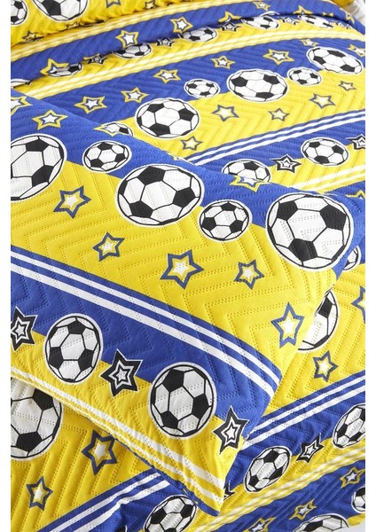 Ultrasonik Kapitoneli Şampiyon Tek Kişilik Yatak Örtüsü Sarı Lacivert modelleri