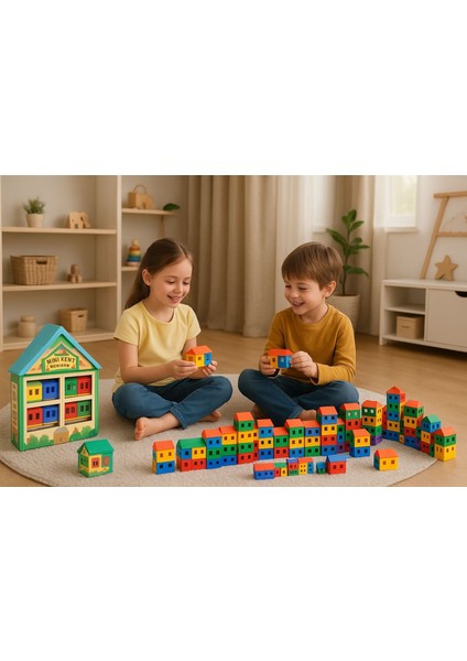 Mini Kent 40 Parça Renkli Blok Oyun Seti